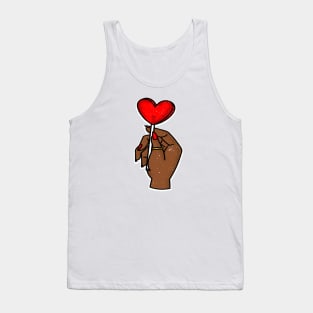 Heart Hand Sign  - A Hand Holding a Red Lollipop - Black Power Tank Top